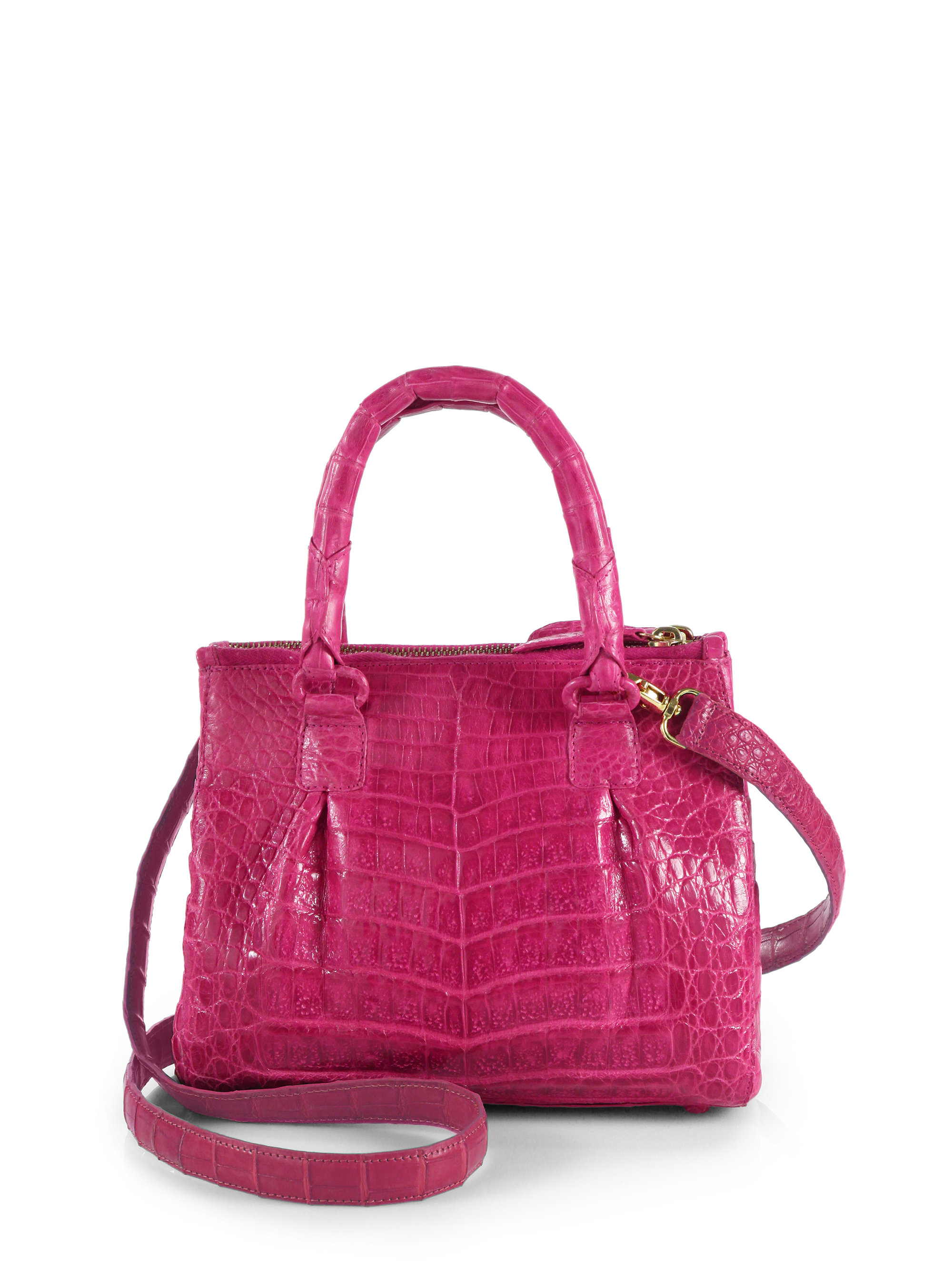 Nancy Gonzalez Crocodile Mini Pliss & 233 Crossbody Bag in Pink (HOT