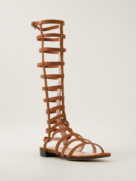 Stuart Weitzman Mid Calf Gladiator Sandal in Brown | Lyst Stuart Weitzman Mid Calf Gladiator Sandal in Brown | Lyst