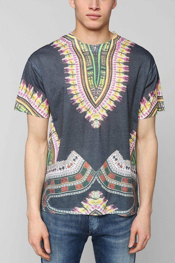 Urban Outfitters Sublimated Dashiki Tee in Multicolor for Men (GREY ...