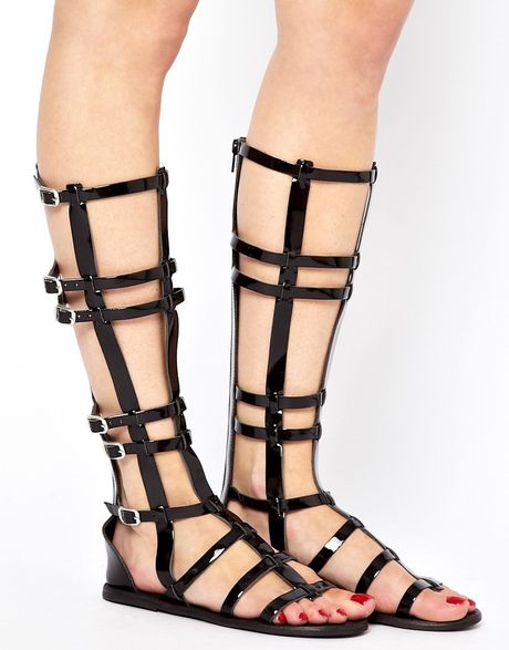 Asos Follow Me Leather Gladiator Sandals in Black (Blackpatent) | Lyst Asos Follow Me Leather Gladiator Sandals in Black (Blackpatent) | Lyst