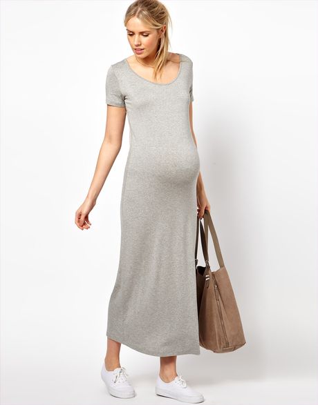 Asos Maternity Maxi Dress with T-Shirt Sleeve in Black