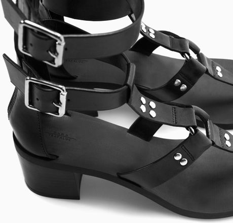 Zara Knee High Gladiator Sandal in Black | Lyst