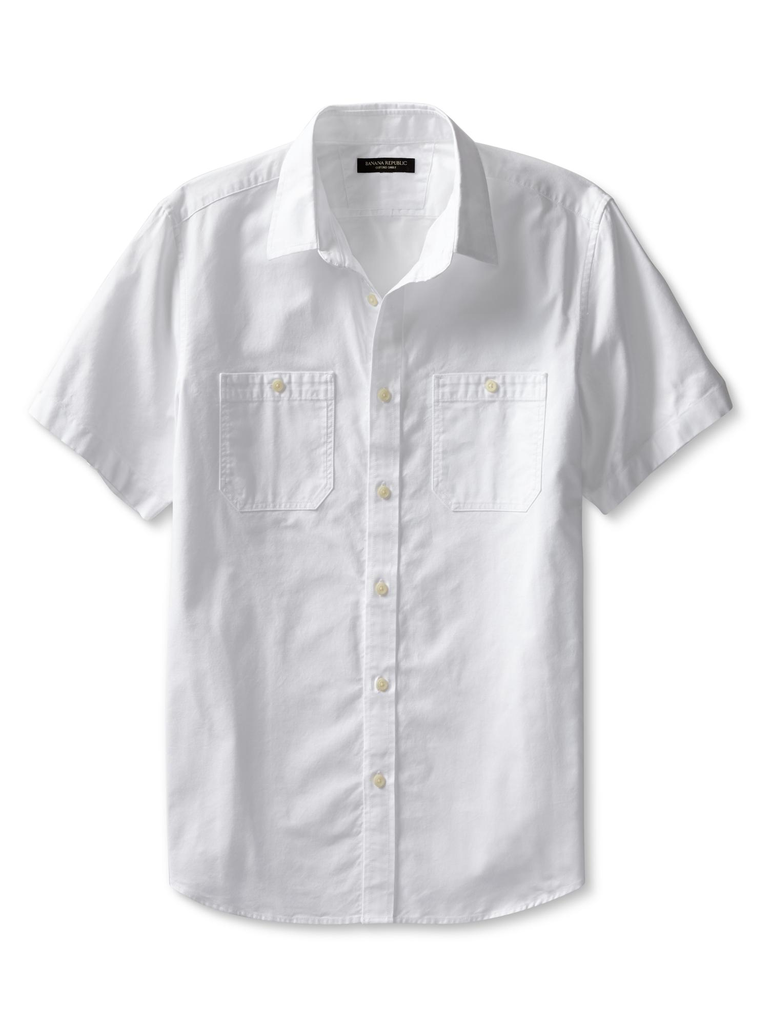 Banana Republic Cotton Short Sleeve Utility Shirt White in White for