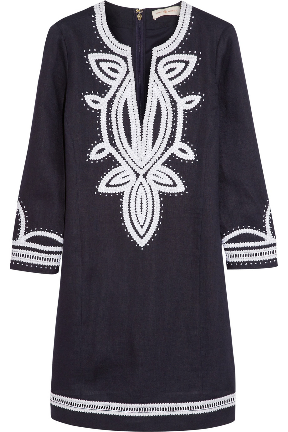 Tory Burch Odelia Embroidered Linen Tunic Dress in Blue Lyst