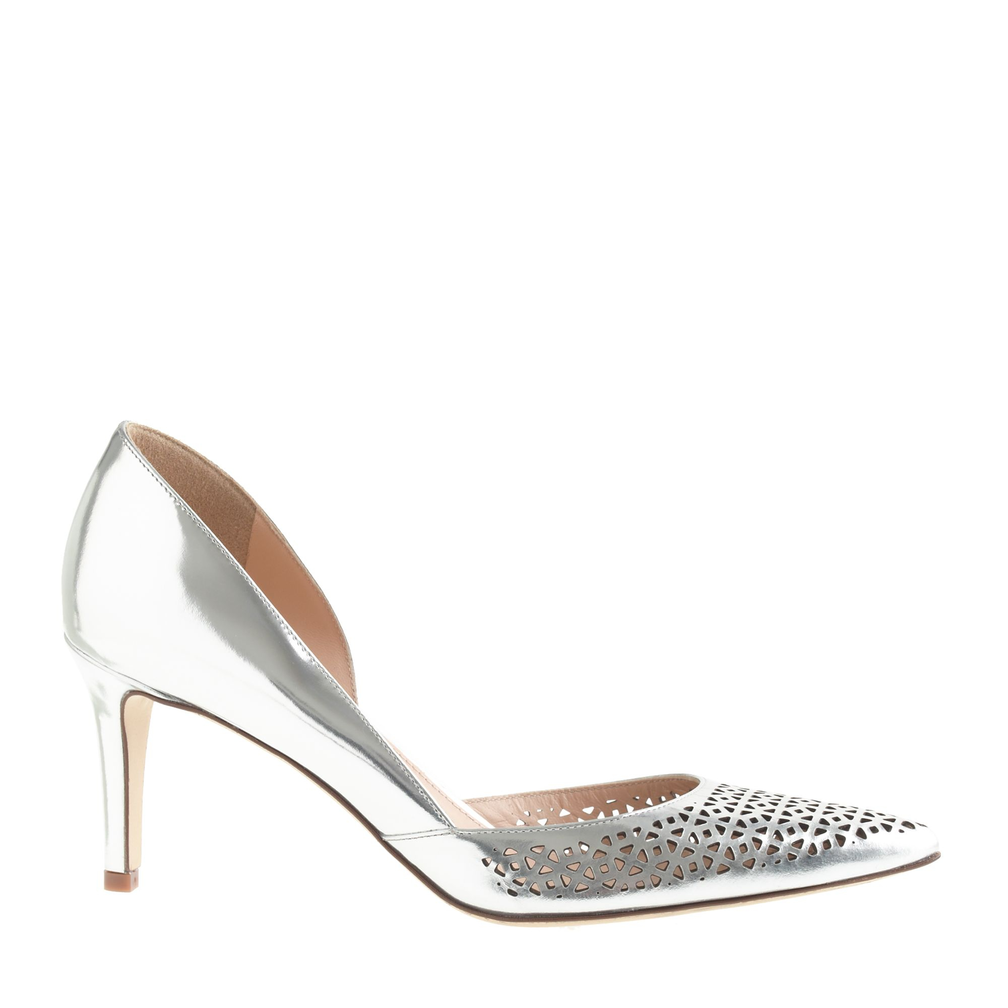 silver shiny pumps