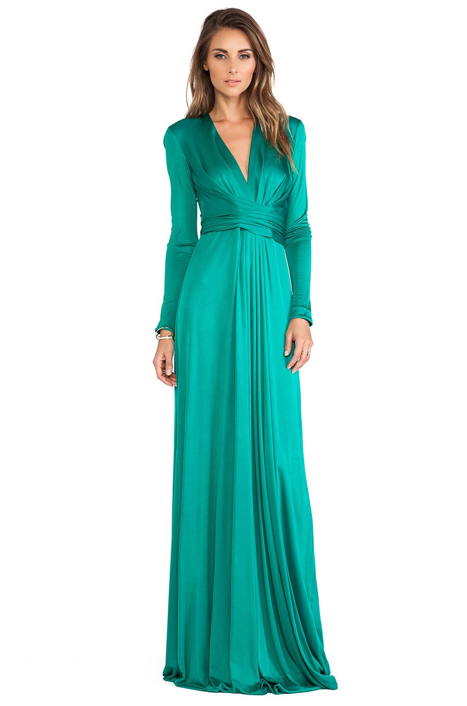 Issa Florence Long Sleeve Maxi Dress in Green (Jade) | Lyst