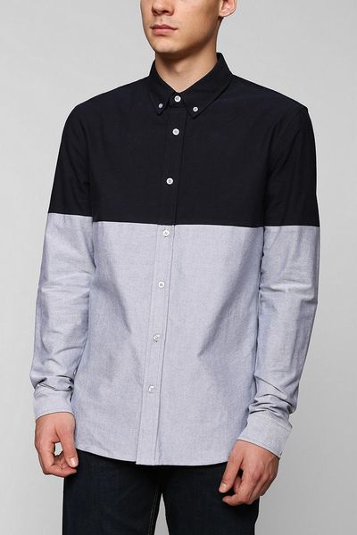 Urban Outfitters Charles 12 Colorblock Button Down Shirt in Blue for ...