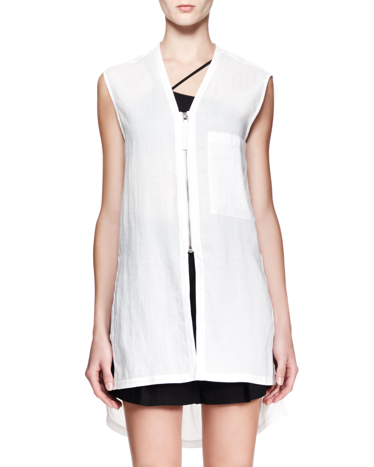 helmut lang pleated metallic sleeveless top