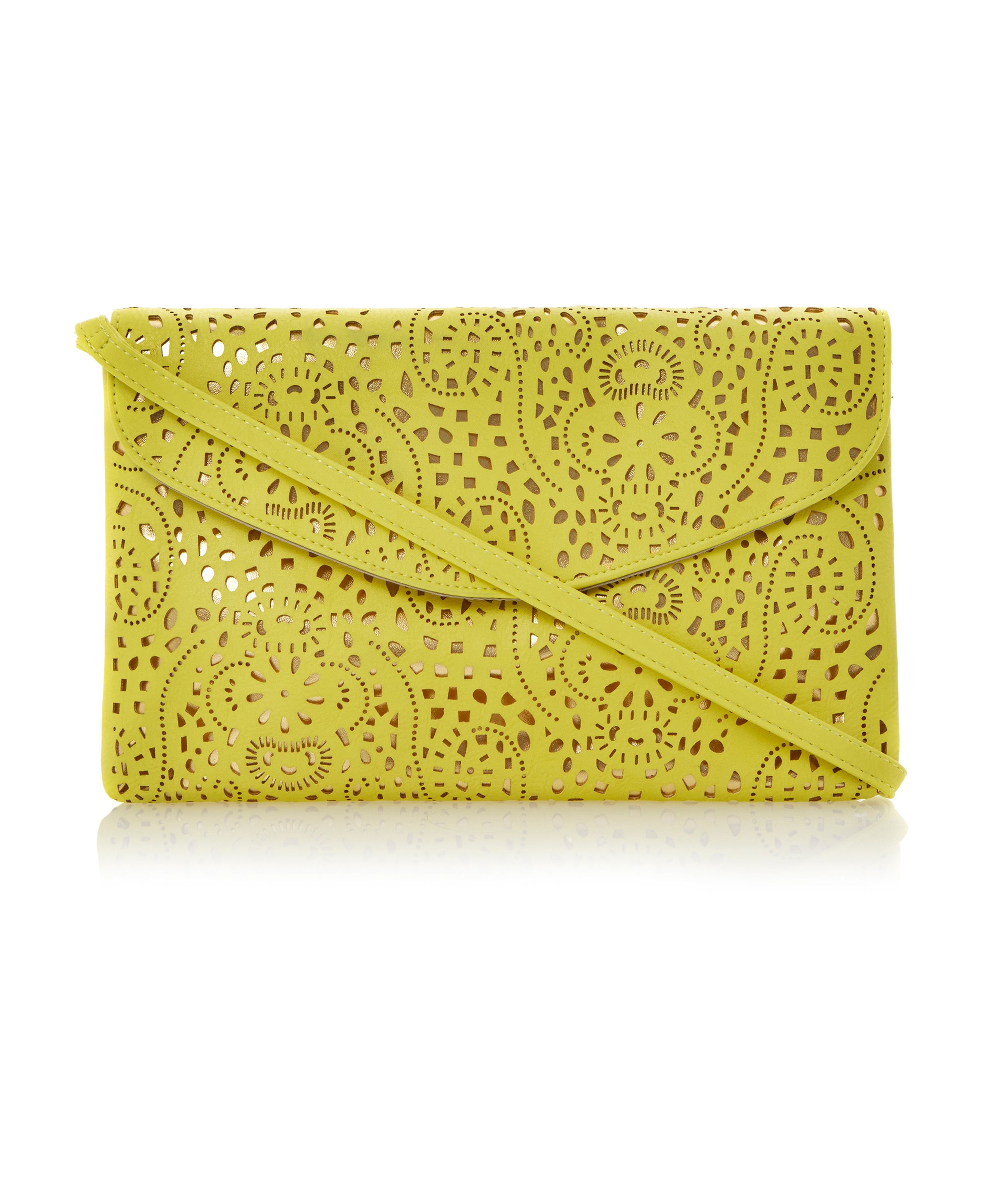Steve Madden Blacee Laser Cut Clutch Bag in Yellow Lyst