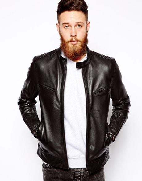Asos Leather Biker Jacket in Black for Men | Lyst