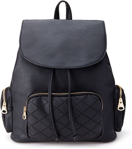 Forever 21 Laser Cut Faux Leather Backpack in Black