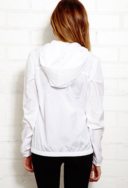 Forever 21 Hooded Halfzip Track Jacket in White