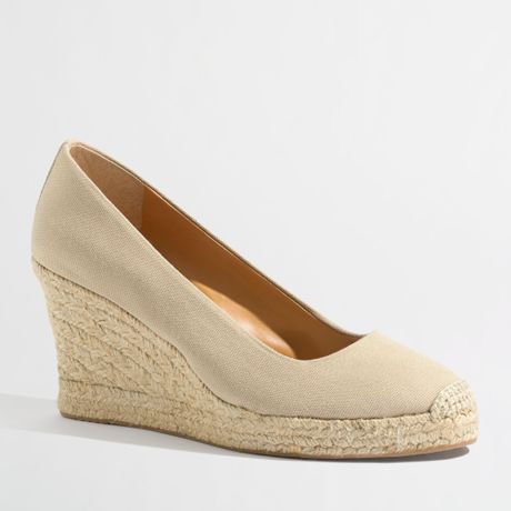 crew Factory Canvas Espadrille Wedges in Beige (flax) | Lyst