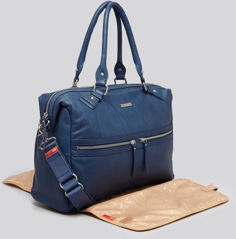 Storksak Diaper Bag Caroline Leather in Blue (Navy) Storksak Diaper Bag Caroline Leather in Blue (Navy)