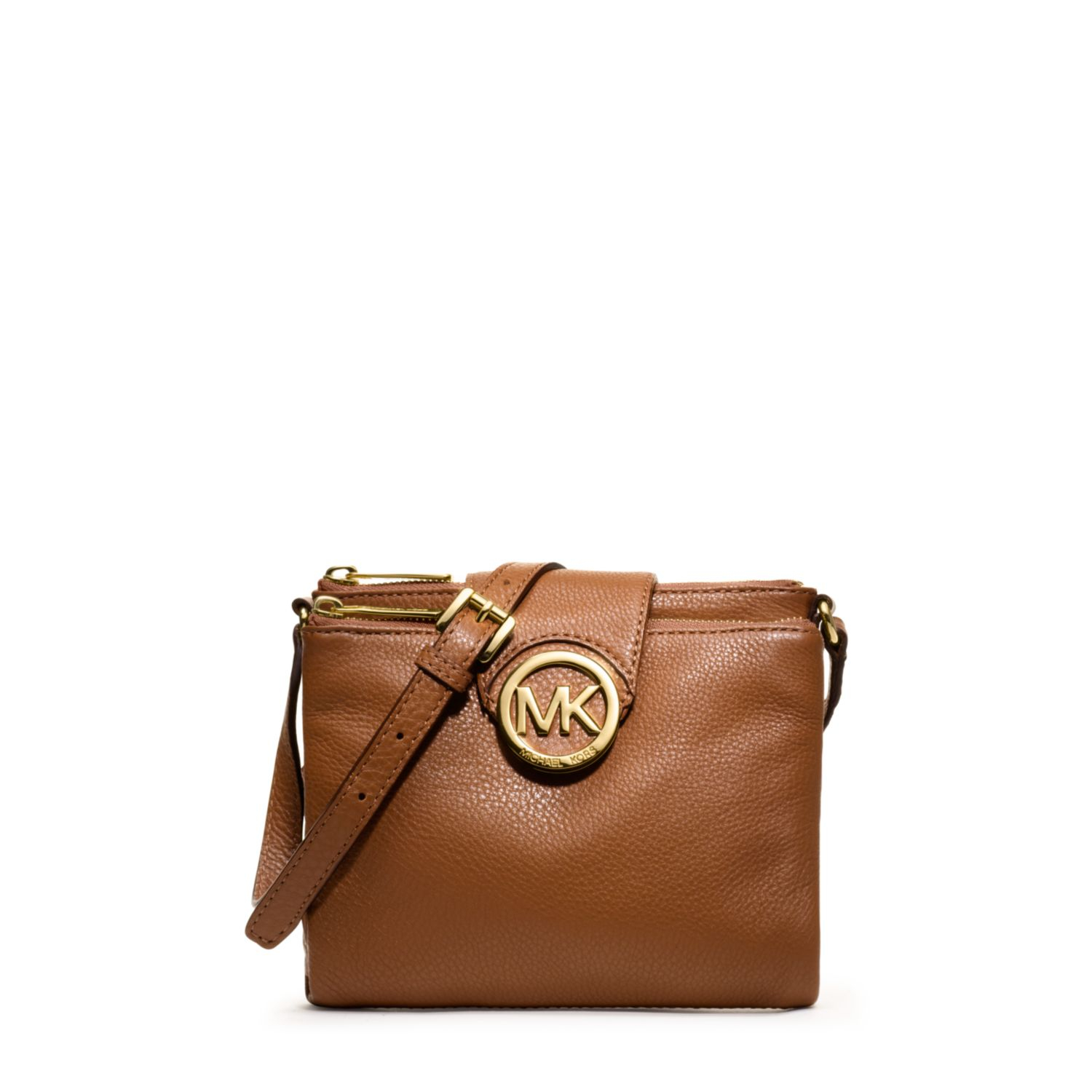 Michael Kors Fulton Large Leather Crossbody in Brown (LUGGAGE)