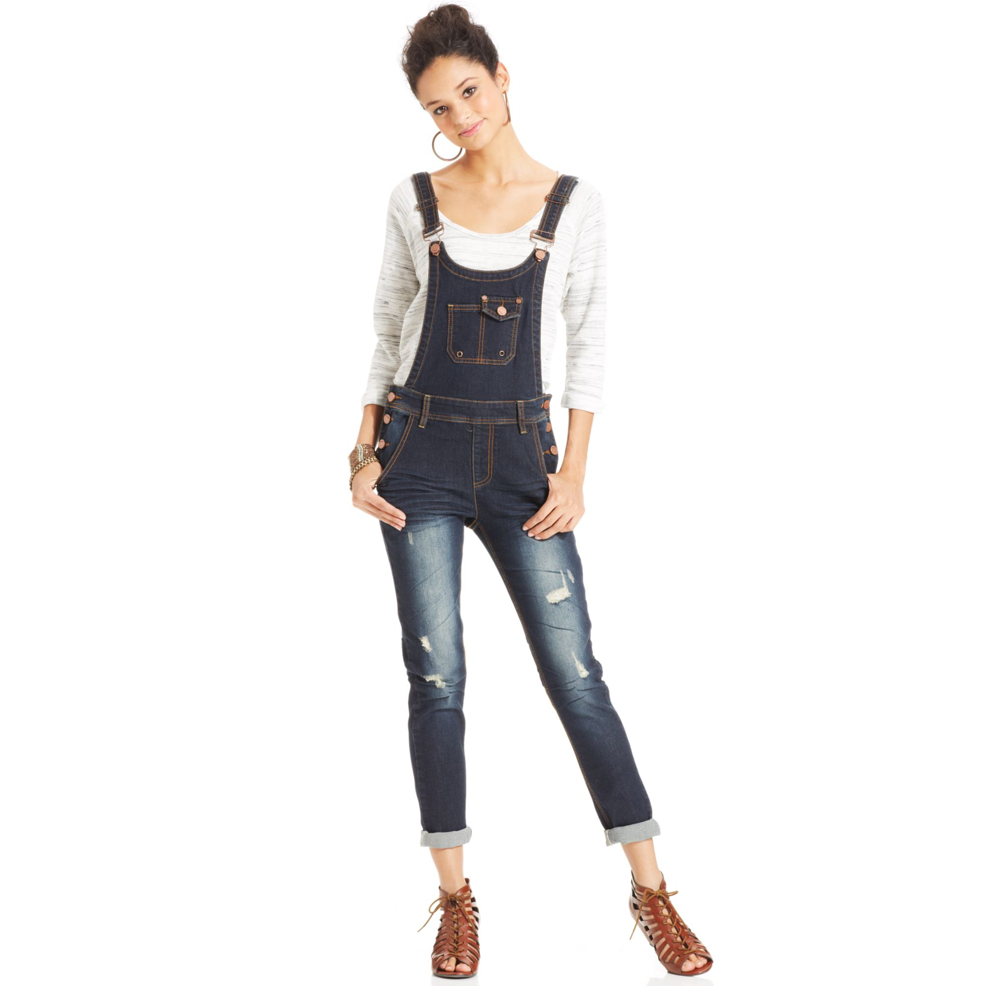 Jou Jou Juniors Distressed Denim Overalls in Blue (Duffy) Lyst