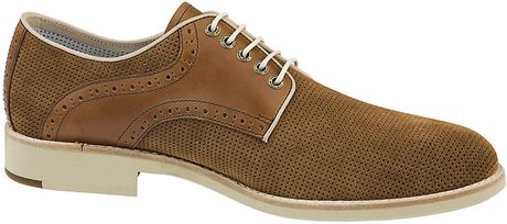 Johnston  Murphy Ellington Perforated Suede Saddle Shoes in Brown for ...