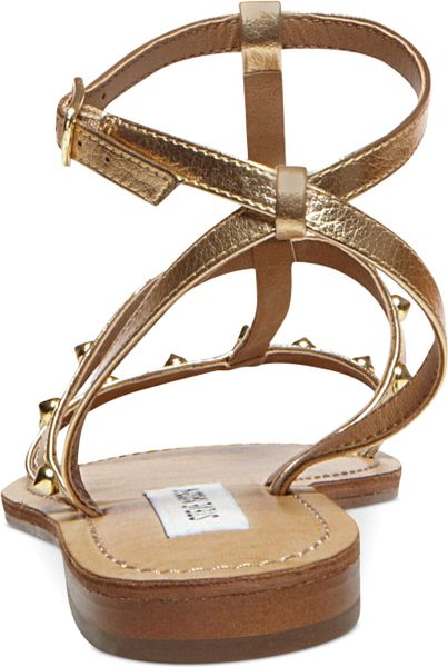 Steve Madden Womens Greenie Flat Sandals in Gold | Lyst