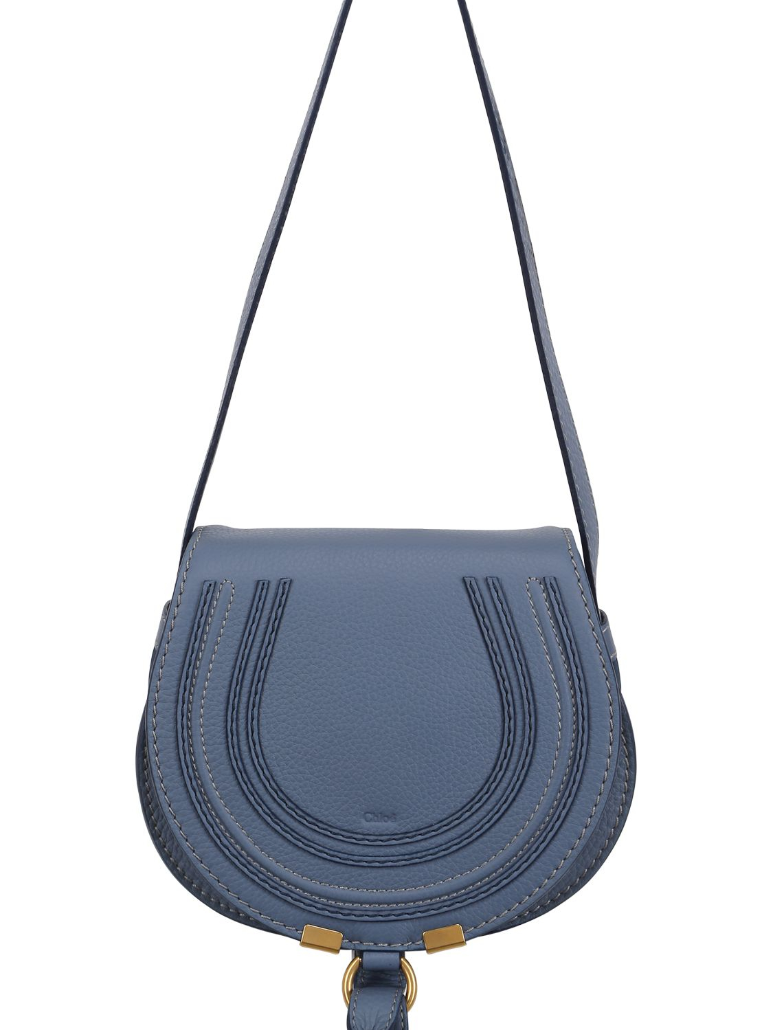 ChloÃ© Small Marcie Leather Cross Body Bag in Blue (STREET BLUE ...
