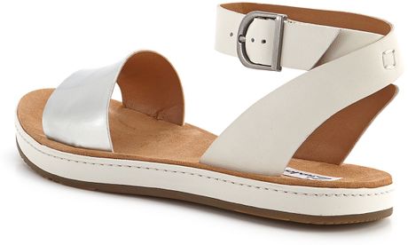 silver flat ankle strap sandals