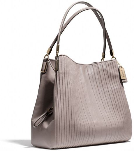 Coach Madison Small Phoebe Shoulder Bag in Pintuck Leather in Beige ...