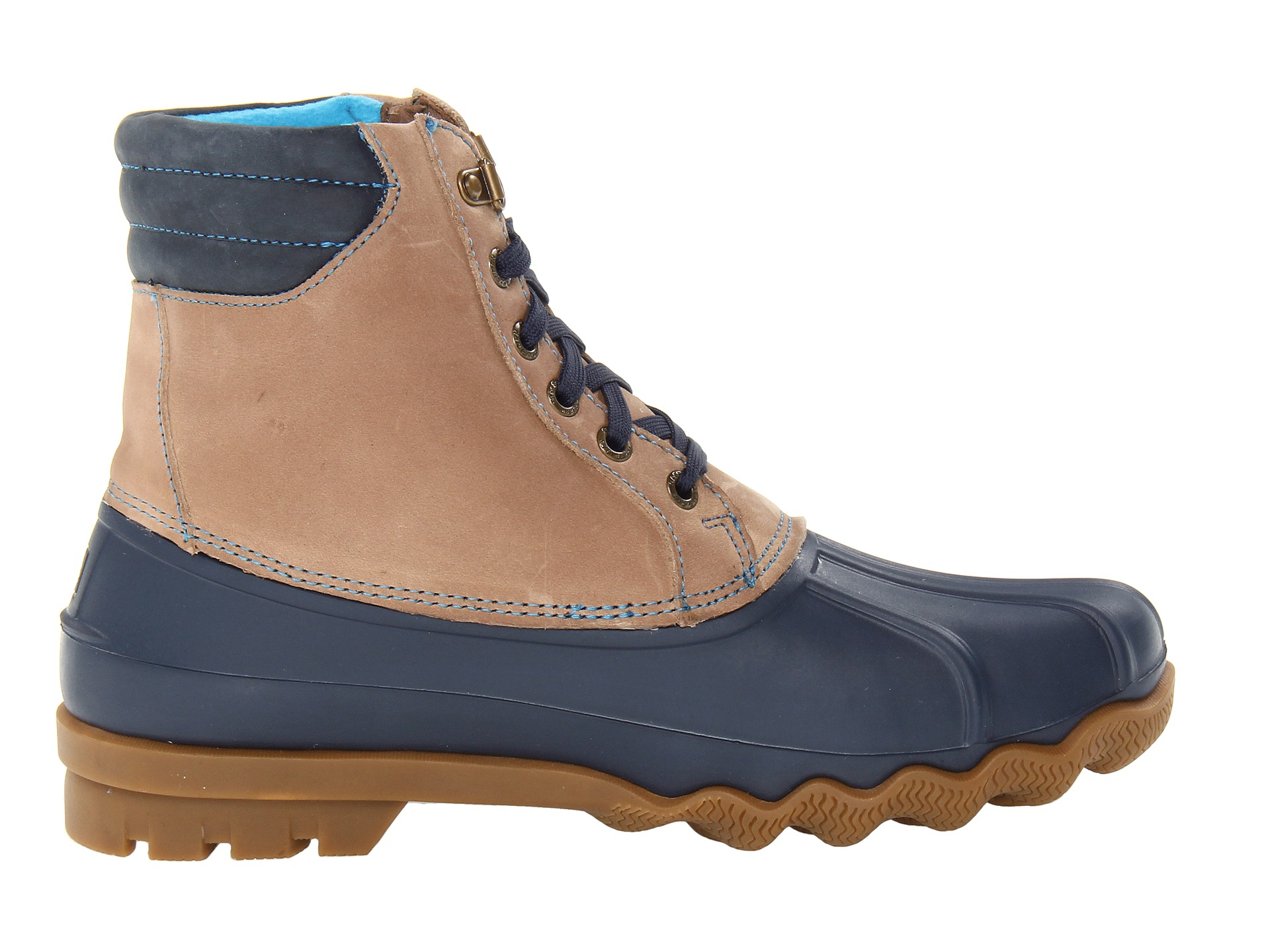 sperry duck boots navy and tan