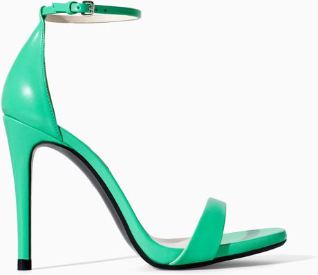 Zara High Heel Sandal with Narrow Straps in Green | Lyst