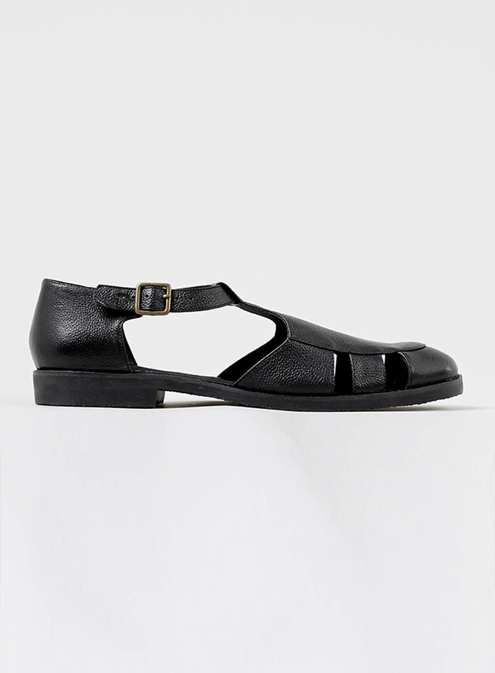 Lac Bk Leather Closed Toe Sandals in Black for Men | Lyst
