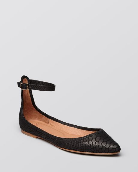 white pointed toe flats with ankle strap
