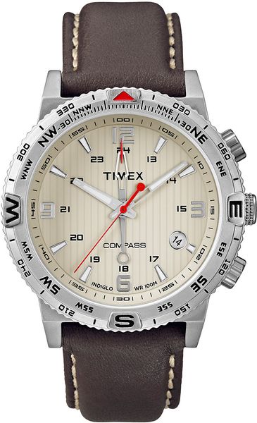 Timex® Mens Intelligent Quartz Adventure Series Compass Watch in Brown