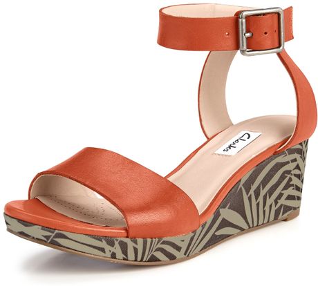 clarks orange sandals