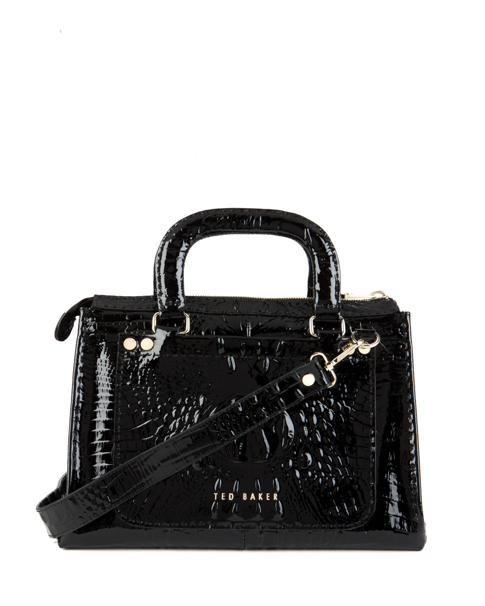 Ted Baker Croc Leather Bag in Black (Black Patent) Lyst