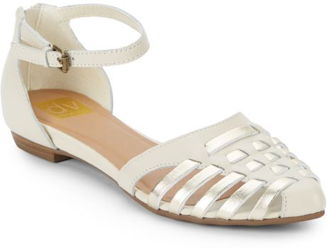 white pointed flats with ankle strap