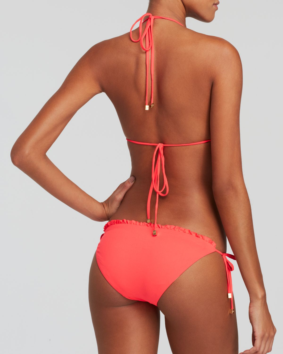 Shoshanna Neon Ruby Ruffle Edge String Bikini Bottom In Red Lyst