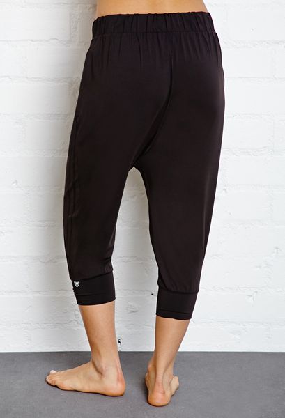Forever 21 Drop Crotch Workout Pants in Black (Blackhibiscus) | Lyst