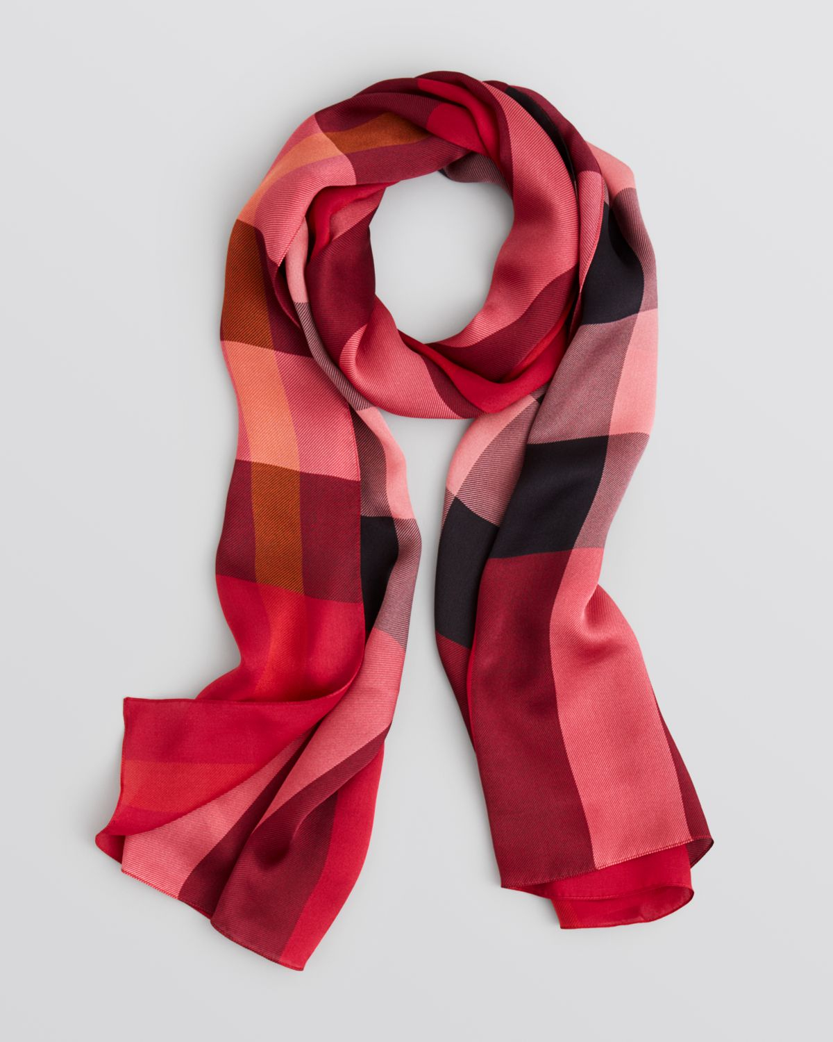 Burberry Core Check Oblong Silk Scarf in Multicolor (Crimson Pink Check