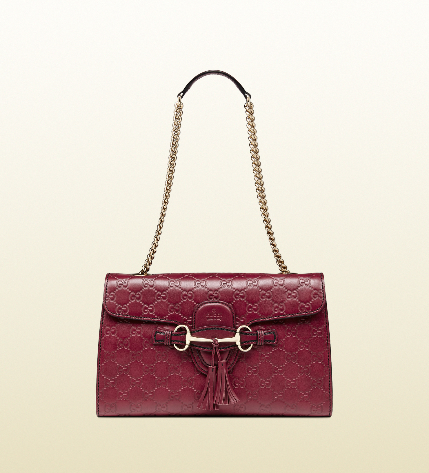 Gucci Emily Chain Ssima Leather Shoulder Bag in Red (ruby) | Lyst