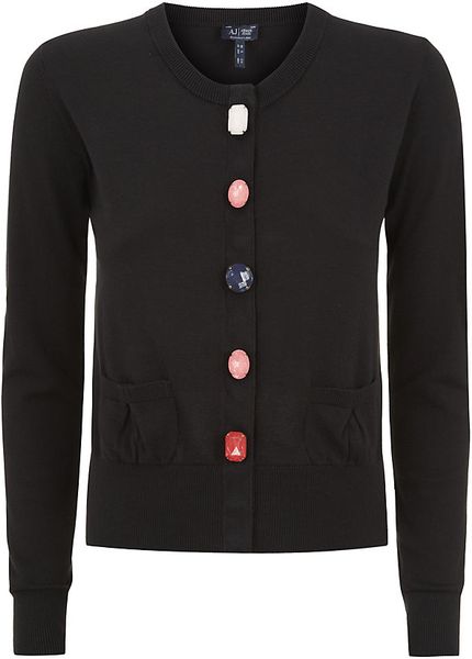 Armani Jeans Jewel Button Cardigan in Black | Lyst