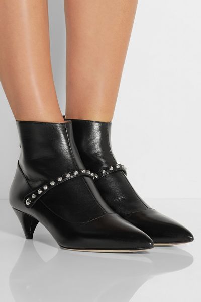 Miu Miu Studded Leather Ankle Boots in Black | Lyst
