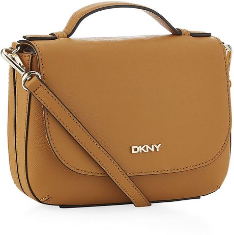 Dkny Saffiano Top Handle Cross Body Bag in Brown (Yellow)