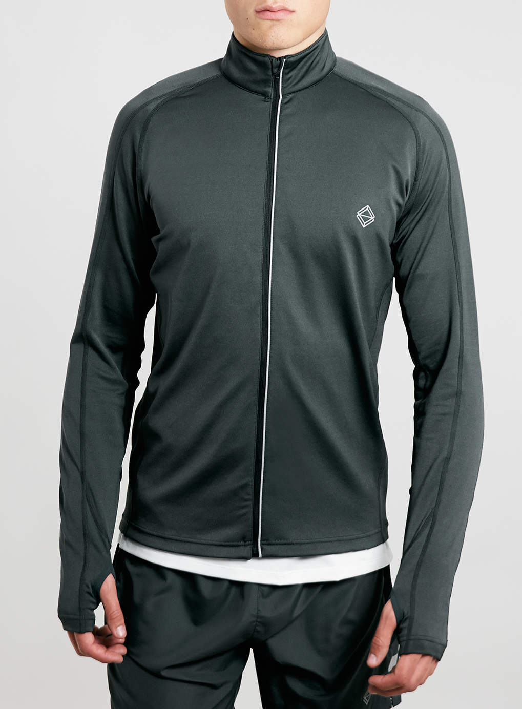 Topman Sport Charcoal DryTech Fabric Zip Through Jacket in Gray for