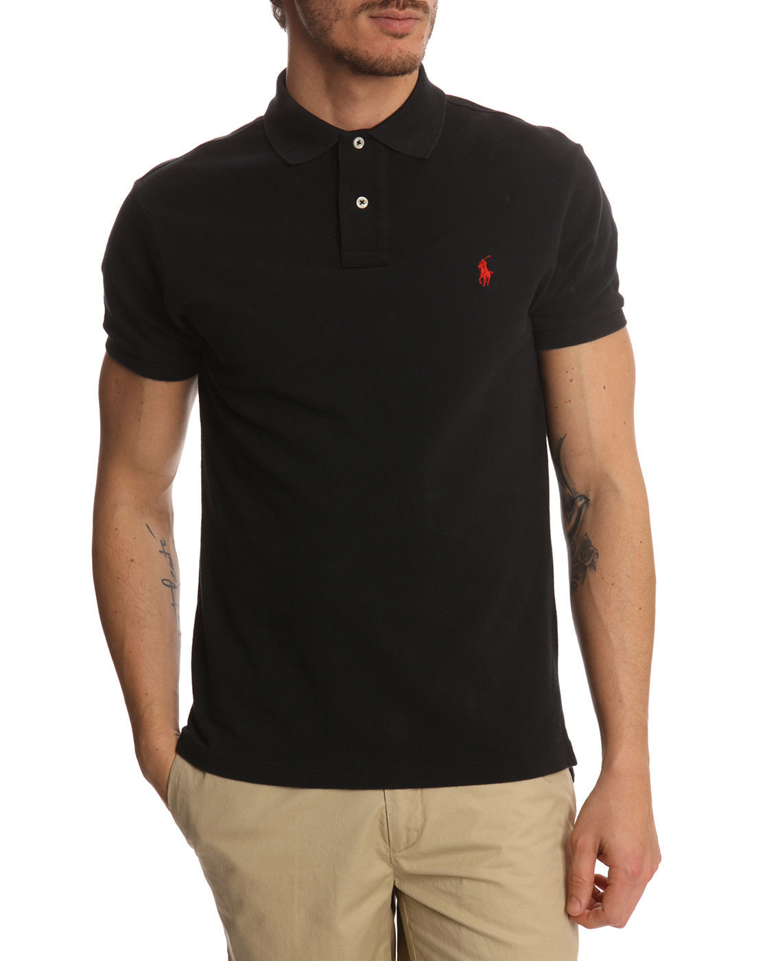 Polo Ralph Lauren Slim Fit Black Polo Shirt in Black for Men | Lyst