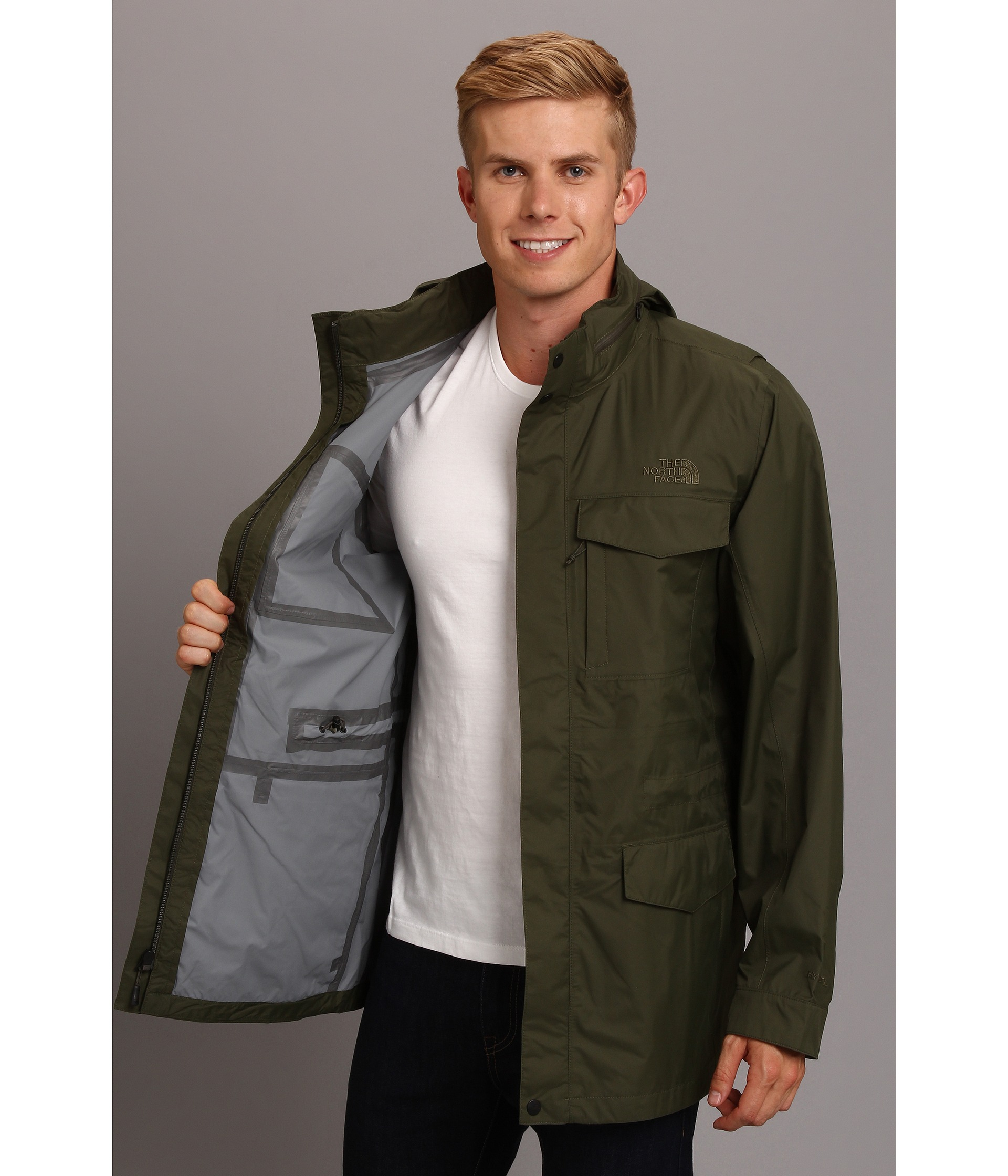 dark green north face jacket