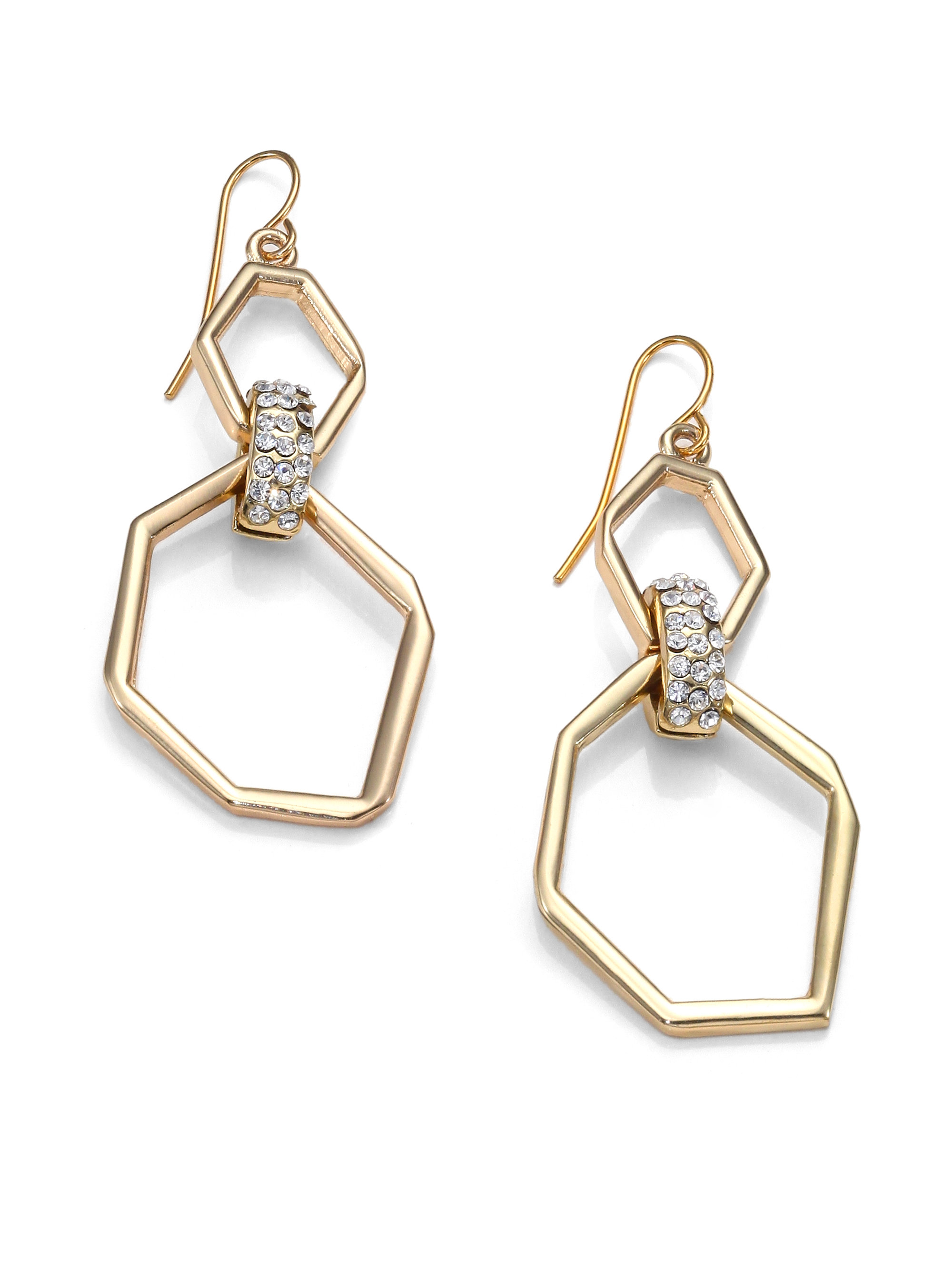 Abs By Allen Schwartz Geometric Pave Drop Earrings in Gold Lyst