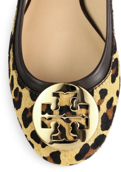 tory burch leopard calf hair flats