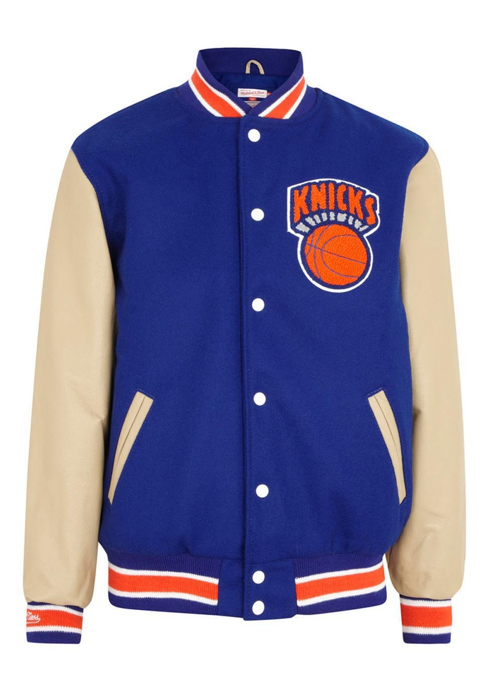 Mitchell & Ness New York Knicks Leather and Wool Jacket in Multicolor