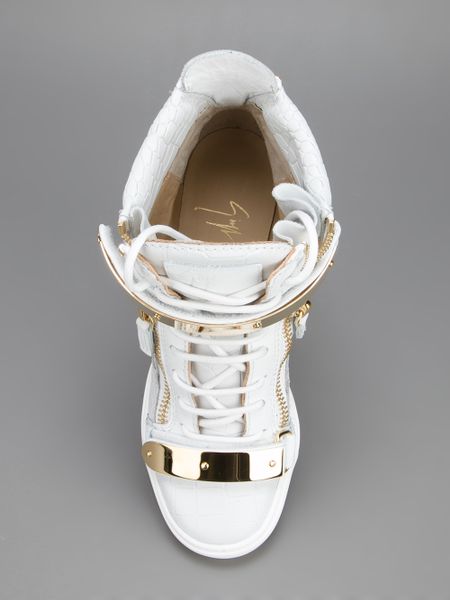 giuseppe zanotti white wedge sneakers