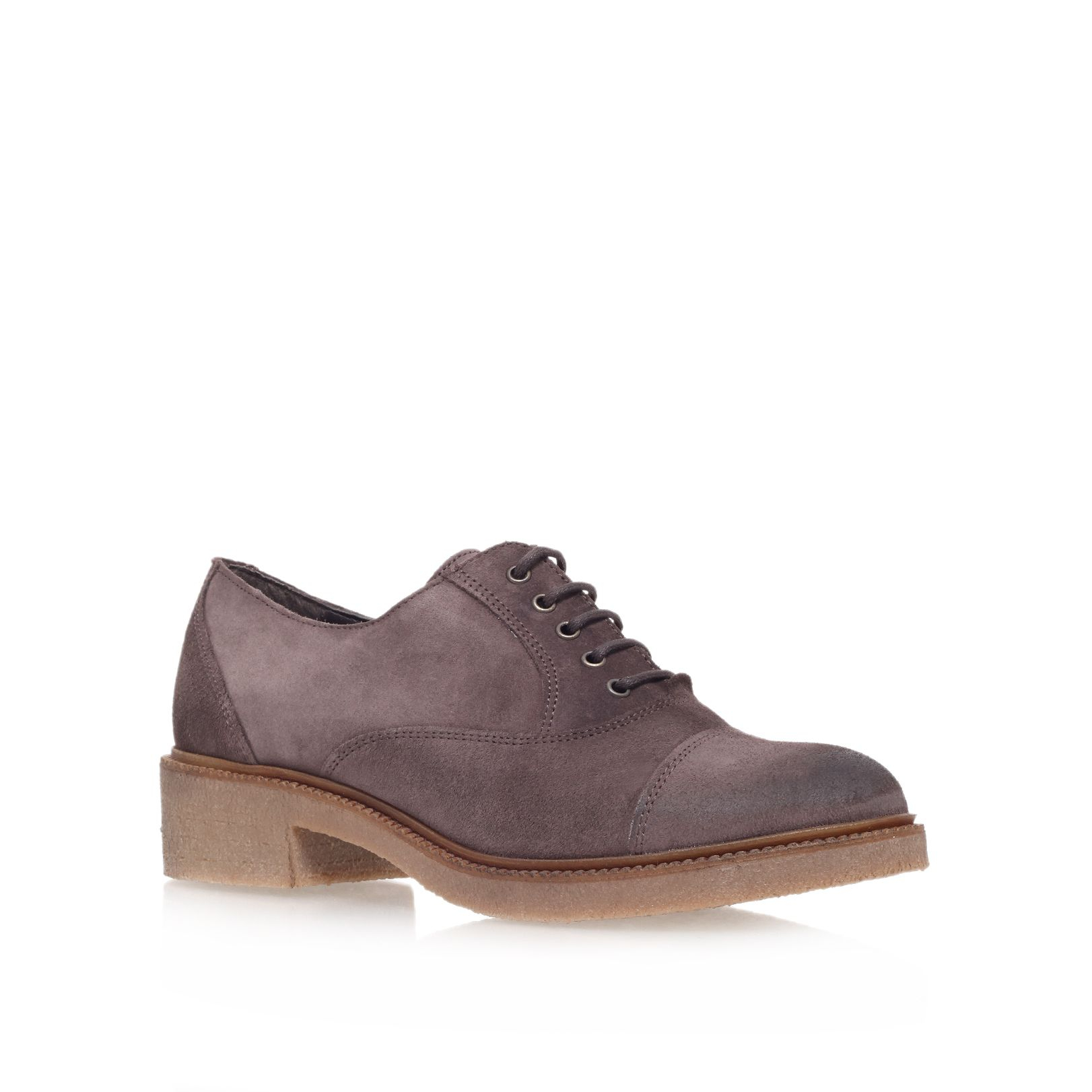... Kurt Geiger Loopy Low Heel Lace Up Shoes in Gray (Light Grey) | Lyst