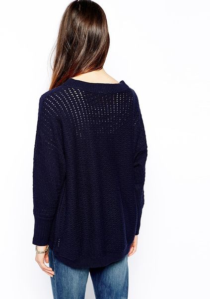 Shae Blanket Knit Slouchy Jumper in Blue (Navy) | Lyst