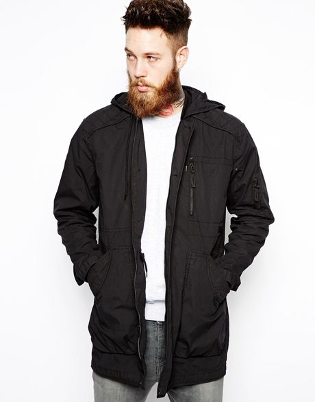 Asos Hooded Parka Jacket in Black for Men | Lyst
